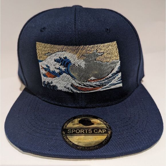 Great Wave off Kanagawa Embroidered Snapback Hat: Art, Japanese, Ocean Picture, main image 11